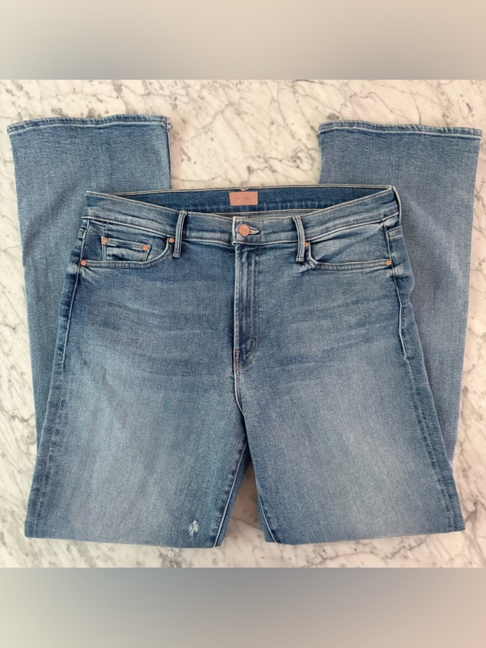 MOTHER The Outsider Sneak in Full Moon Wash Size 34 Bootcut Mid Rise EUC $278